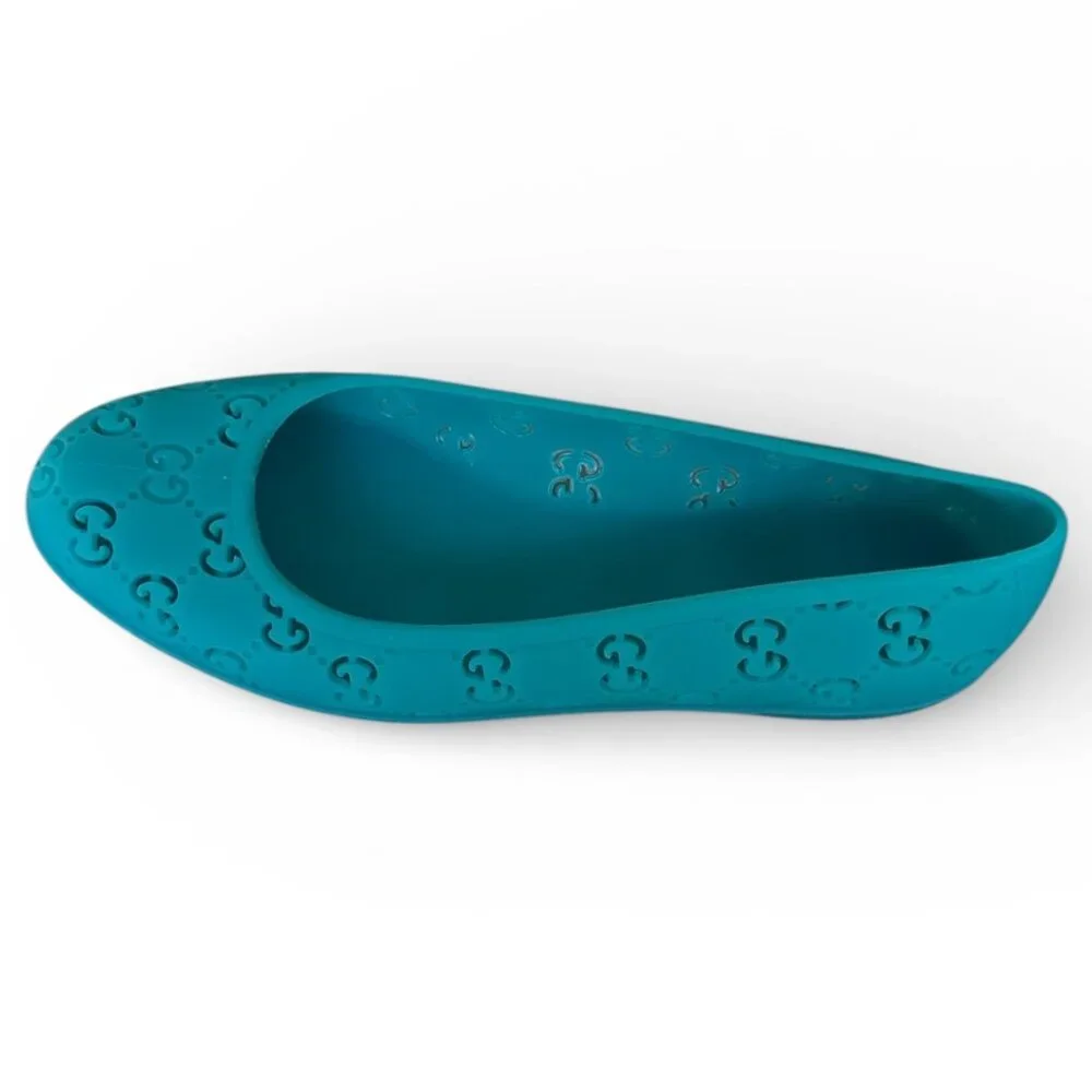 Authentic Gucci Teal GG  Rubber Jelly Ballet Flats EU 40 (US 9.5–10) NIB - Picture 5 of 16